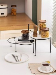 Kanwone 3 Tiered Serving Stand with White Porcelain Plates, 10 Inch,