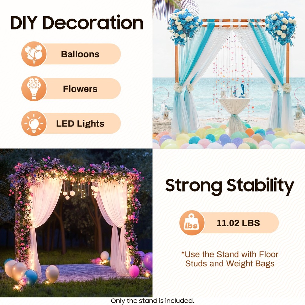 2×1.5M Wedding Arch Rectangular Party Arch Detachable Decorative Frame Reusable