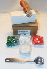 BELL Letter Wax Seal Stamp Kit Handle Candle Melting Spoon Red White Green Wax