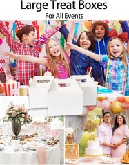 Large 50 Count White Gable Favor Boxes 9x6x6 – Sturdy Cardboard Party Carry Out