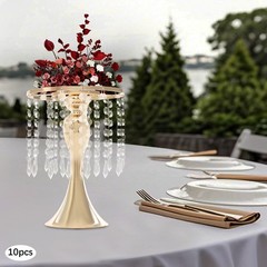 Gold Acrylic & Iron Flower Stand Set 10 PCS Tabletop 10.23 in Tall