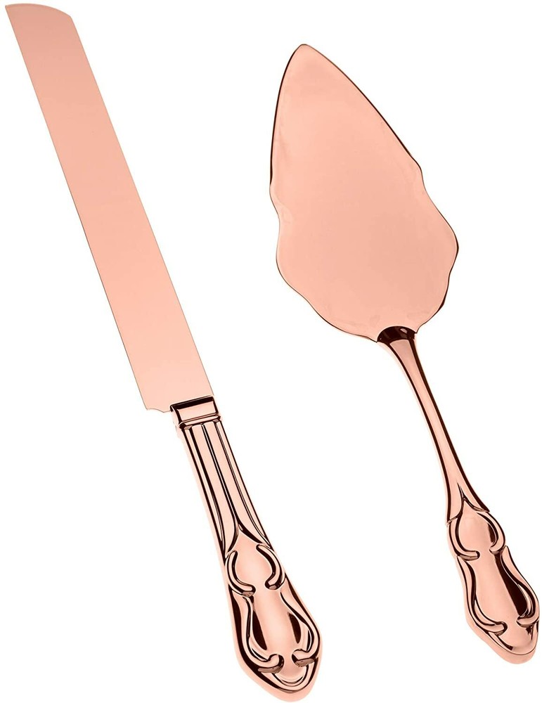 Rose Gold Engravable Cake Knife & Server Set for Engraving, Rose Gold Wedding