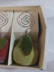 Pier One Sugared Fruit (Apple,Pear,Lemon)Photo/Place Card Holders (Set Of 3)