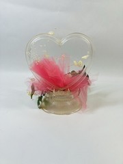 Vintage 80’s Wedding Acrylic Heart with Pink Floral Wilton Cake top