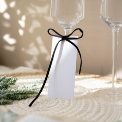 50 Name Cards Table Setting Black Place Cards Velvet Ribbon 4.13″X1.77″