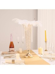 2 Pcs Crystal Trumpet Vases Set Tall Gold Centerpiece for Wedding Party Decor