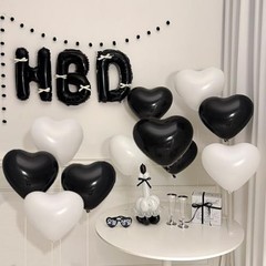 Heart Balloons, 12PCS Heart Foil Ballons, ILYJNQIN18inch Valentine Black