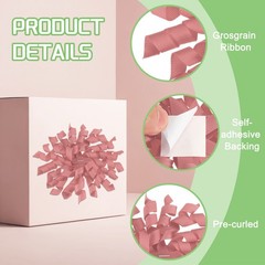 6 Pcs 4 Inch Grosgrain Curly Bows for Gift Wrapping Self-Adhesive Ribbon Pink