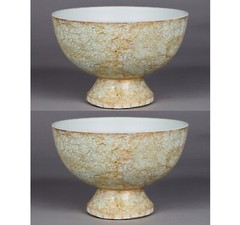Compote Bowl Vase Ivory Mosaic Round Centerpiece 8″D 5.5″Hi Set/2 FREE SHIPPING