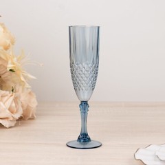 6 DUSTY BLUE 8 oz Crystal Plastic Champagne Flute GLASSES Party Events