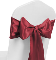 Satin Burgundy Chair Sashes Bows Ties 50 Pack for Party Wedding Universal Ribbon