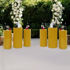 6Pcs Cylinder Pedestal Stands, Metal Display Stands For Wedding Birthday Decor