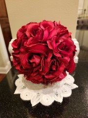 6″ Silk Hanging Red Roses Kissing Flower Pomander Ball Wedding Party Decoration