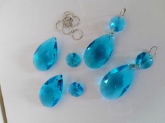12Pcs 38mm Sapphire Blue Teardrop Chandelier Crystal Prism Wedding Decoration