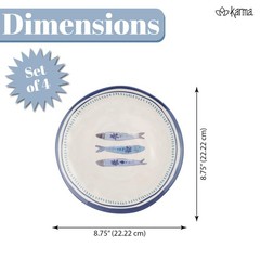 Karma 8.75 Inches Melamine Salad Plates Set Of 4 Reusable Dishwasher Safe