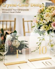 Arched Wedding Table Numbers 1-10 with Stands 5.5 x 7” Gold Number Clear Acry…