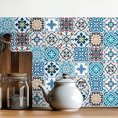 30 Pack, 4×4 Inch Eclectic Mediterranean Tile Stickers, Colorful Mosaic Peel …