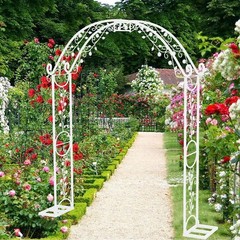 7.87 ft Tall White Metal Wedding Arch – Floral Backdrop Stand for Ceremony Party