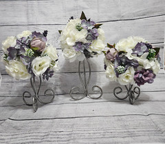 Wedding Table Centerpieces, Floral Centerpieces, Dusty Purple, Ivory, Vintage
