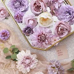 Artificial Flowers Combo Flowers Mix Silk Flowers Dahlia Roses with Purple