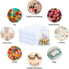 100PCS Premium Sheer Organza Bags, White Wedding Favor Bags, 6.6 x 9 inch Reusab