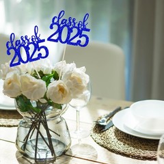 ALISSAR 12 Pack Pre-assembled Double Sided Class of 2025 Graduation Blue