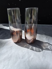 2 Rose Gold Metallic Glass Champagne Flutes Stemless