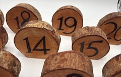 Rustic Wedding Table Number Wood Slices 1-20 Approx 4” T By 4” By 1.25” READ