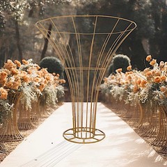 6.5 ft Gold Floor Standing Blossom Metal Tree Flower Display Stand Party Events