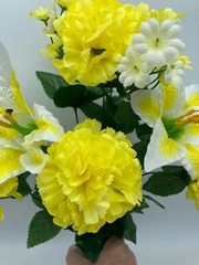 DIY Silk Flower Yellow Carnation White Lilly Bouquet (DIY)