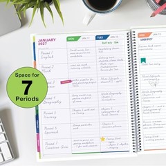 LITE TEACHER PLANNER – Aug 2026-Jul 2027, 8.5″ x 11″ Daily Teal Gold Marble