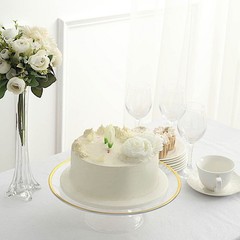 Clear 2 Round 12″ Plastic Cake Stand Dessert Display Riser Gold Rim Party Events