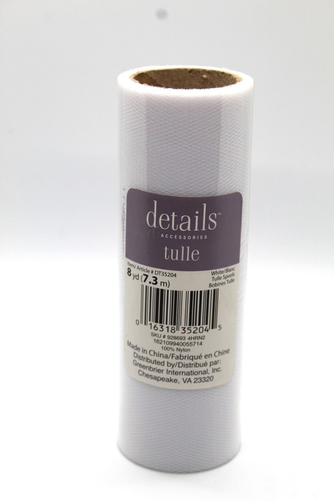 Details 8 yds White Tulle Roll Spool Wedding Party Gift Wrap Fabric Ribbon Craft