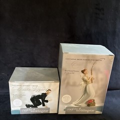 Weddingstar Caucasian Bride Fishing for Groom Cake Topper (Bride & Groom)