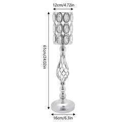 24 In. H Silver Metal Iron Crystal Decor Vases Wedding Party Table Decoration Va