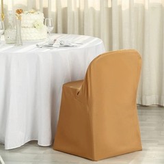 50 Gold Polyester FOLDING Flat CHAIR COVERS Wedding Party Banquet Decorations