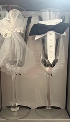 Studio His & Hers Bride & Groom Wedding Toasting Glasses Set of 2, 2.75 oz