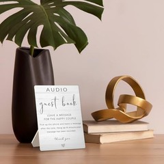 Audio Guest Book Sign – Audio Phone Guestbook Wooden 5x7inches Audio White