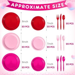 180 Pcs Valentines Paper Plates Red Rose Red Pink Plates Disposable Plates
