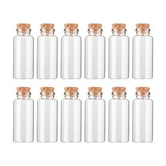 HPOPO 12PCS Mini Glass Bottle with Wood Cork Stoppers,30ml 1 Ounces, 30*70mm