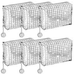 6 Pack Large Capacity Disco Cosmetic Bags Portable Silver Glitter Sequin Make…