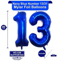 13 Number Balloons Giant 13 or 31 Balloons Navy 40 Inch Navy Blue Navy Blue 13