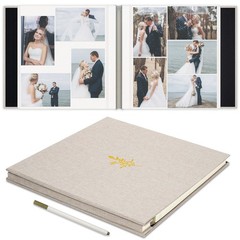 Self Adhesive Photo Album, Beige Scrapbook Album with DIY 60 Blank Pages, Wed…