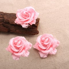 CraftbuddyUS 10 x 75mm 3D Vintage Lace & Fabric Rose Flowers for Wedding Decorat