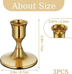 Brass Gold Taper Candle Holders Set of 3, Vintage Metal