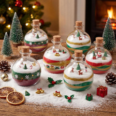 Tessco for You 3 Pcs Christmas Potion Bottles Glass round Clear Potion Jars 8.5