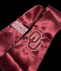 University of Oklahoma (OU) Satin Chair Sash / Wreath Sash (2 Logos) 49k Stitch
