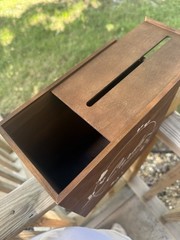 Rustic Wood Wedding Card Box, Square Floral Pattern, Brown/White, Slot Top