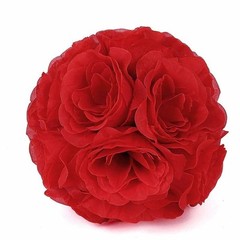 2 RED 7″ Silk Roses Flowers Kissing Balls Wedding Party Events Centerpieces