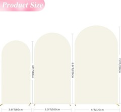 Portable Spandex Wedding Arch Cover Set in Ivory – 7.2FT, 6.6FT & 6FT for Events